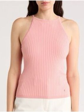 TED BAKER London Blush Ribbed Halter Tank